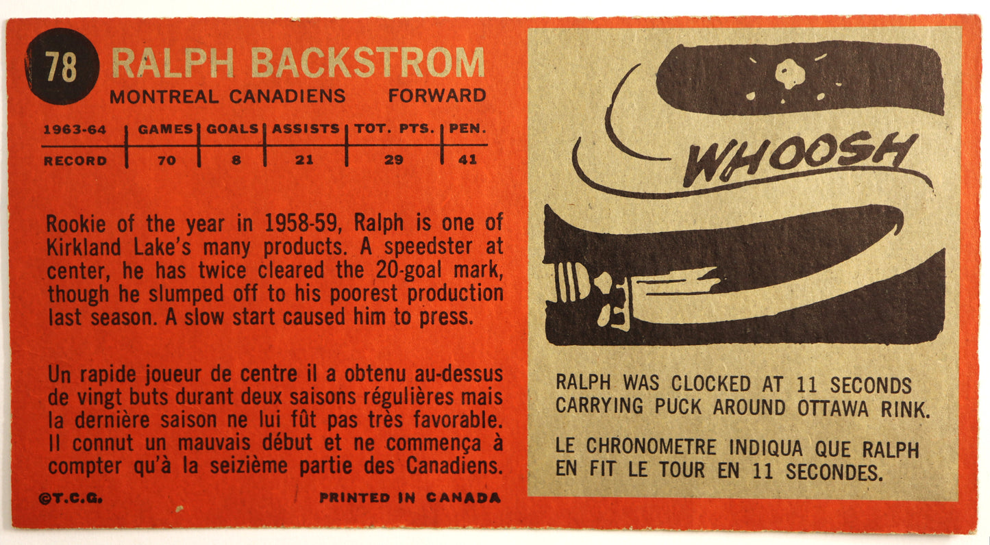 1964-65 Topps #78 Ralph Backstrom