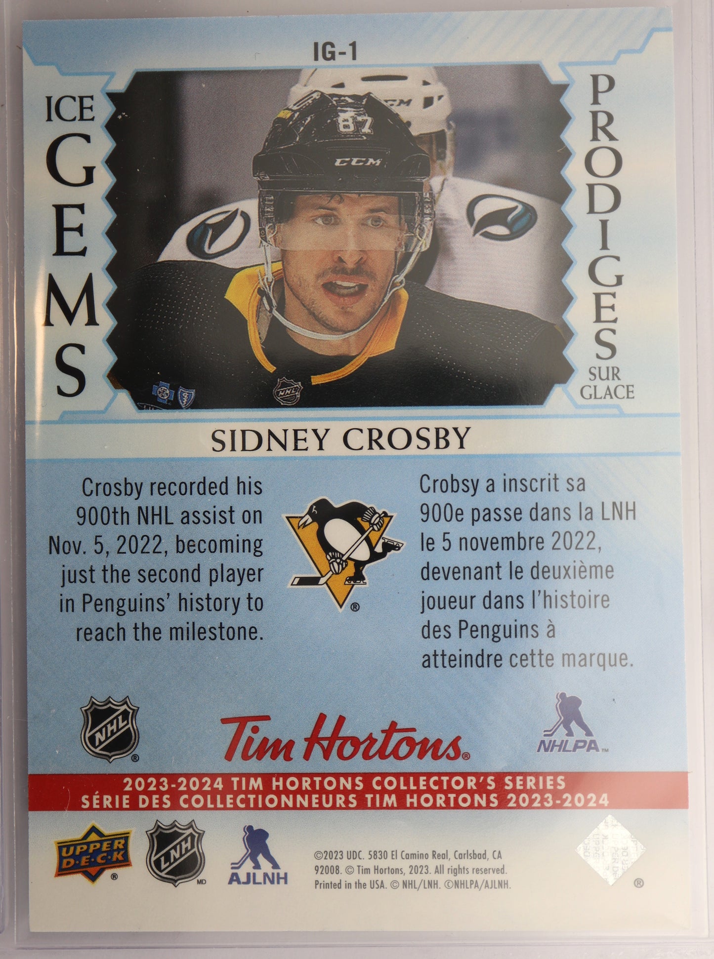 2023-24 Tim Horton's Collector's Series Ice Gems IG-1 Sidney Crosby