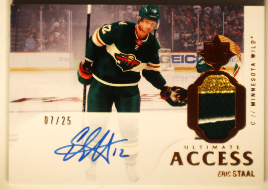 2018-19 Ultimate Collection Ultimate Access Material Autographs Premium Copper #UAAES 07/25 Eric Staal 07/25