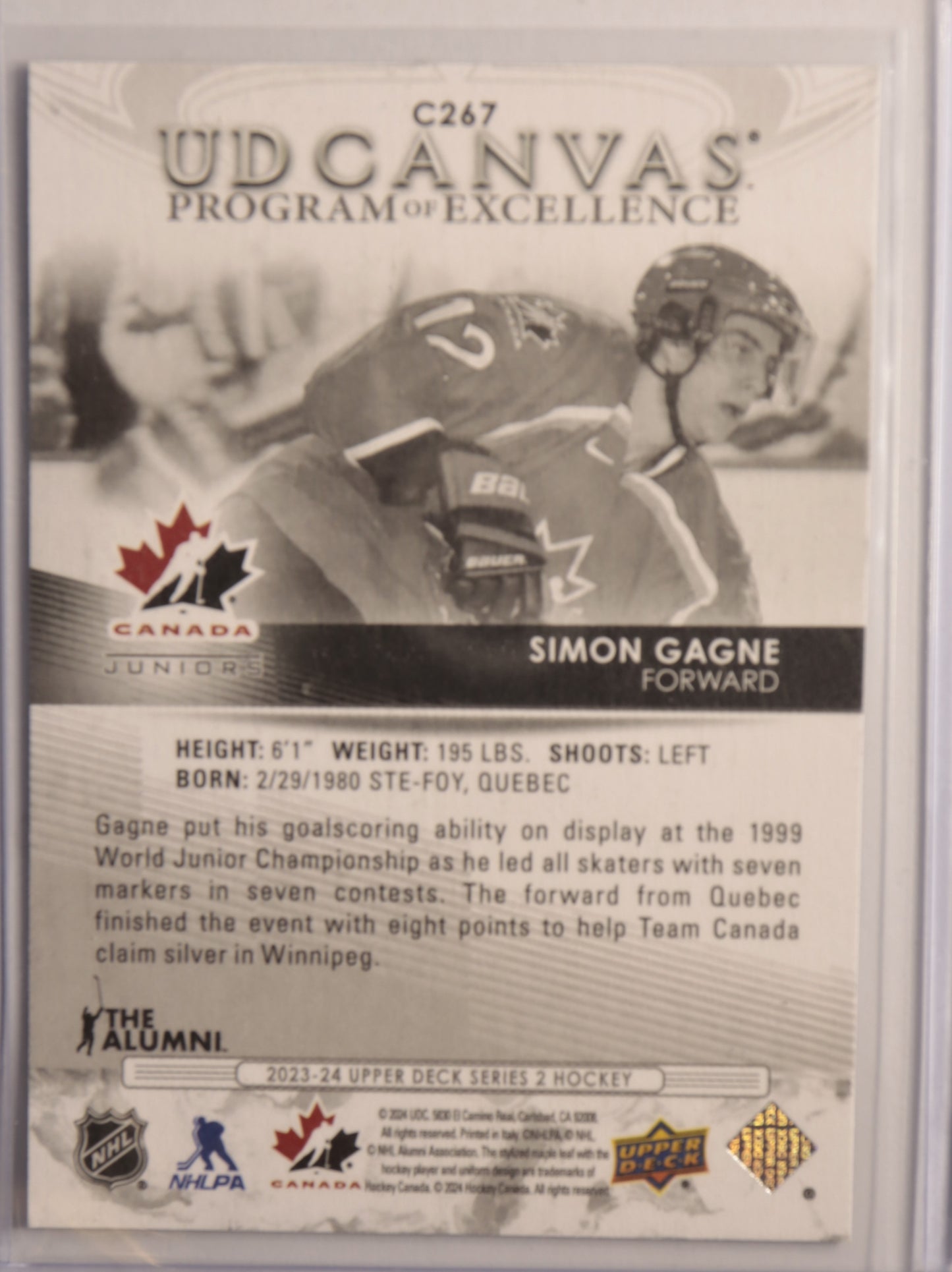 2023-24 Upper Deck UD Canvas Black and White #C267 Simon Gagne POE