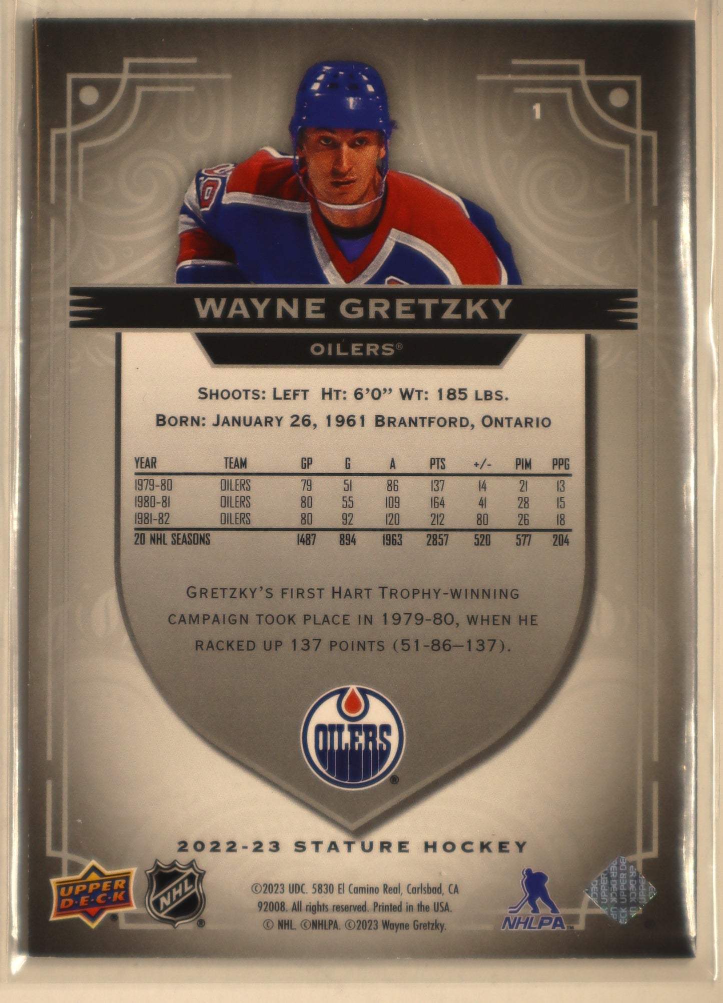 2022-23 Upper Deck Stature #1 Wayne Gretzky