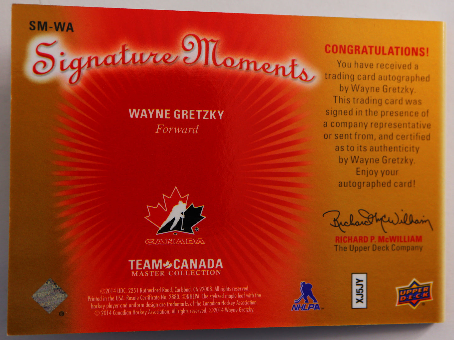 2015-16 Upper Deck Team Canada Master Collection Signature Moments Booklets #SM-WA 02/25 Wayne Gretzky