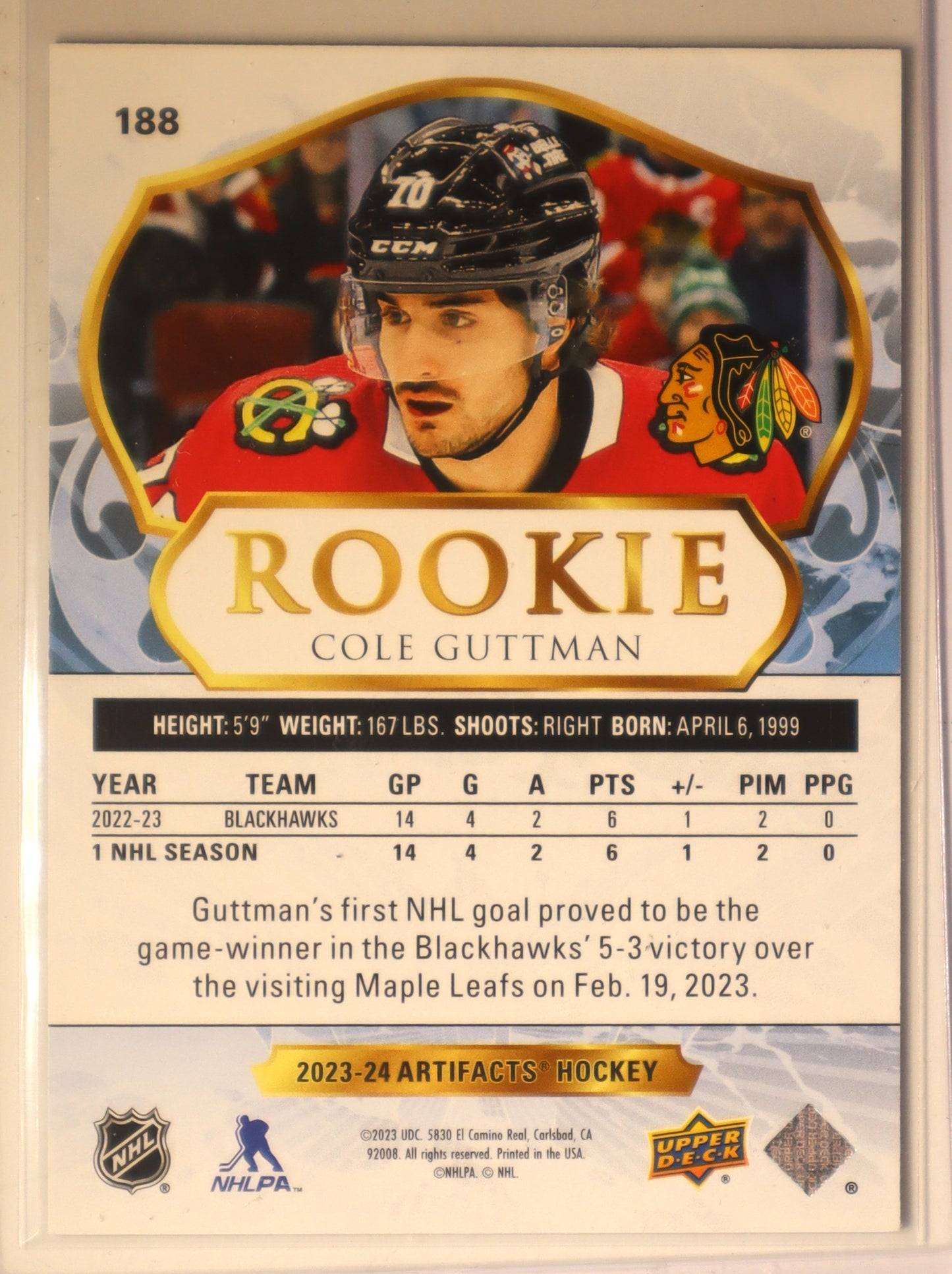 2023-24 Artifacts Rookie 188 Cole Guttman 02/25