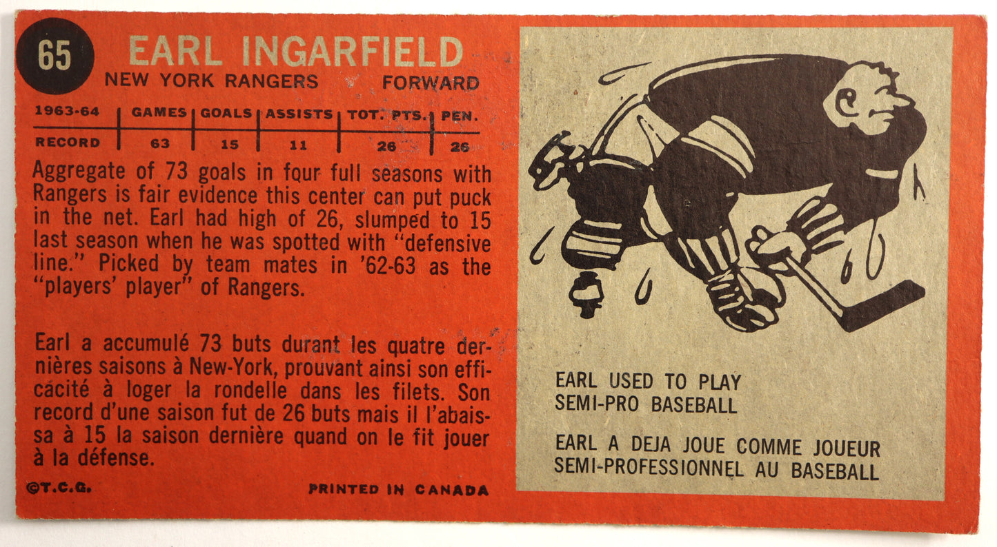 1964-65 Topps #65 Earl Ingarfield