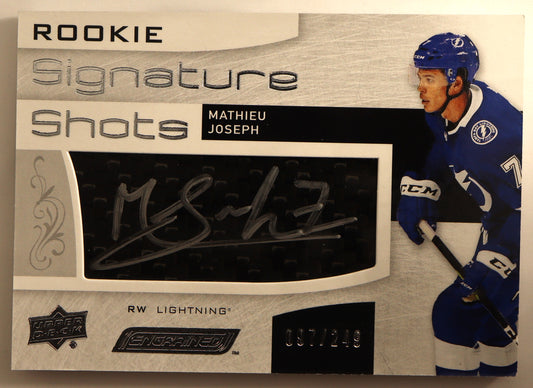 2018-19 Upper Deck Engrained Rookie Signature Shots #RSSMJ Mathieu Joseph 097/249