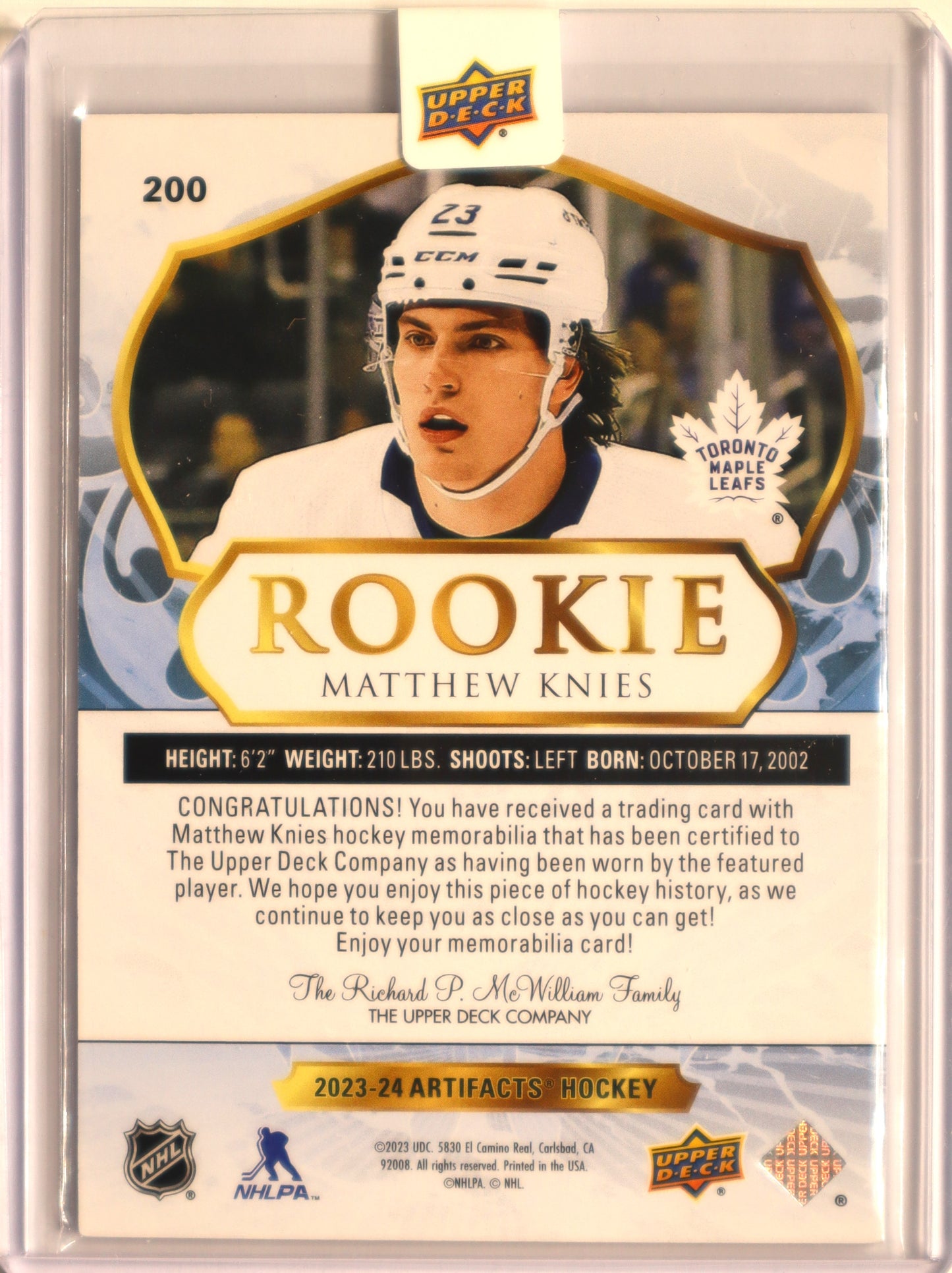 2023-24 Artifacts Rookie 200 Matthew Knies 470/599