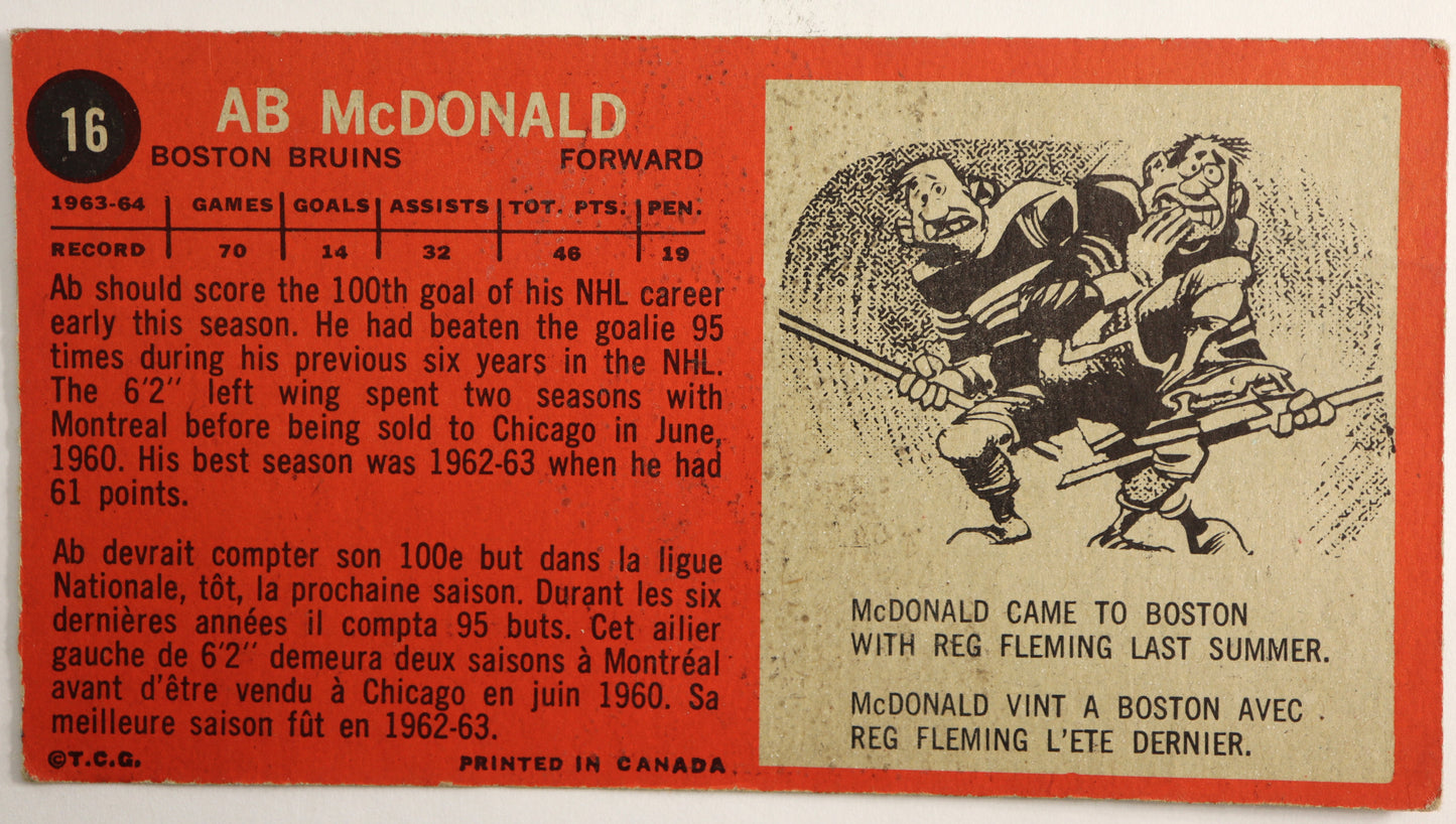 1964-65 Topps #16 Ab McDonald