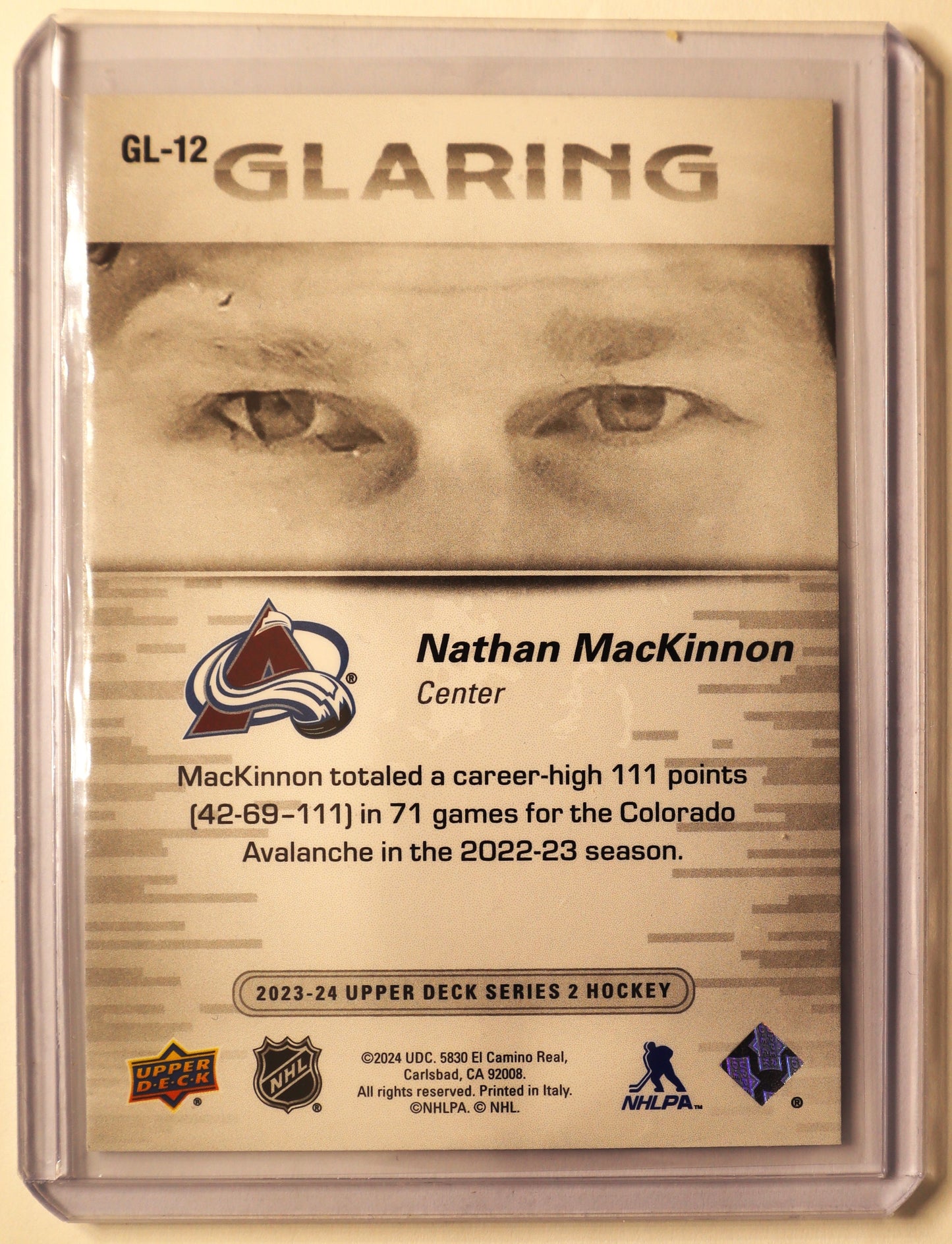 2023-24 UD Series 2 Glaring GL-12 Nathan MacKinnon