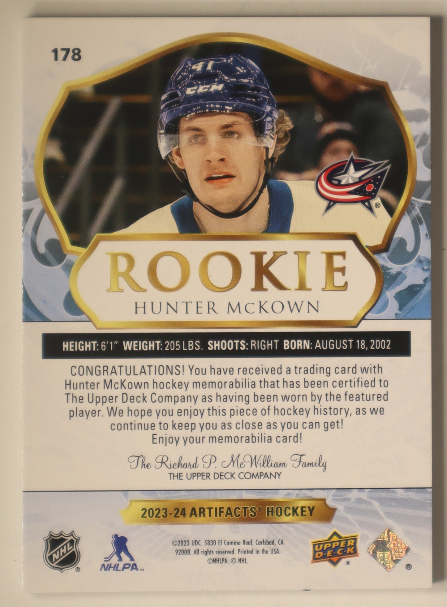 2023-24 Artifacts Material Emerald Rookoie Jersey-Patch 178 Hunter McKown  55/99