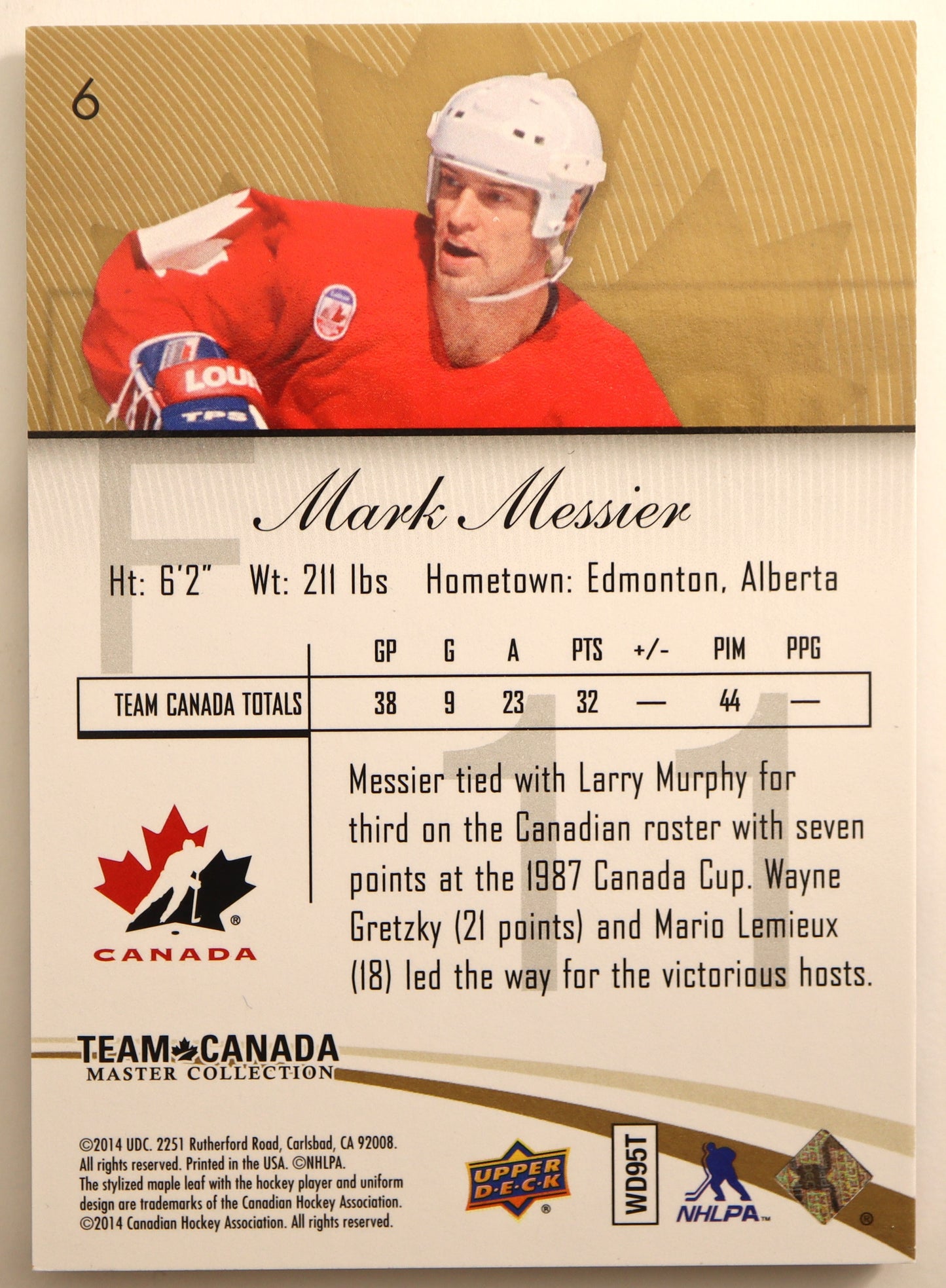 2015-16 Upper Deck Team Canada Master Collection #6 Mark Messier 167/499