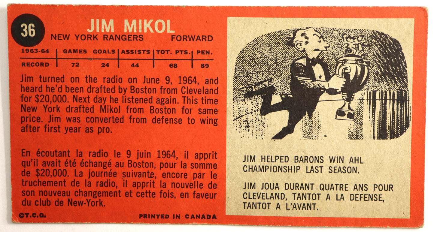 1964-65 Topps #36 Jim Mikol RC