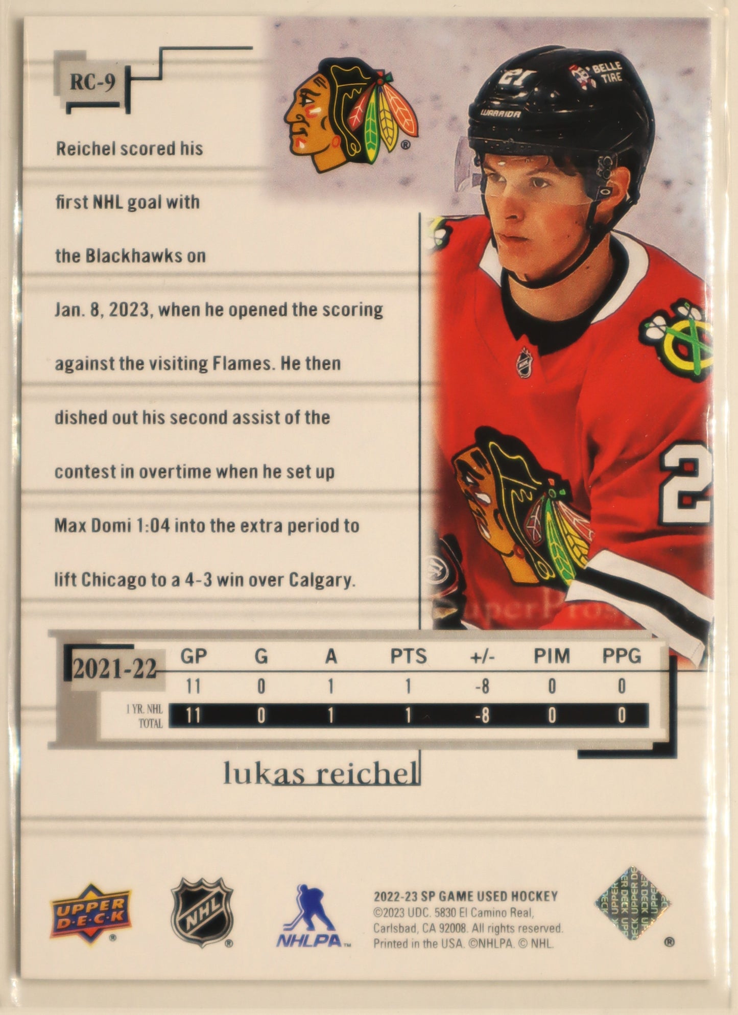 2022-23 SP Game Used '01 Retro Rookies Crossover #RC9 Lukas Reichel 170/999