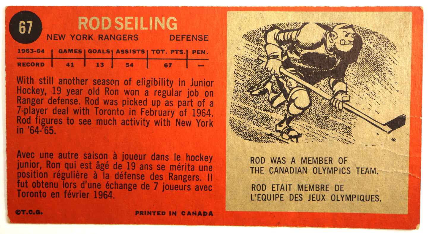 1964-65 Topps #67 Rod Seiling RC