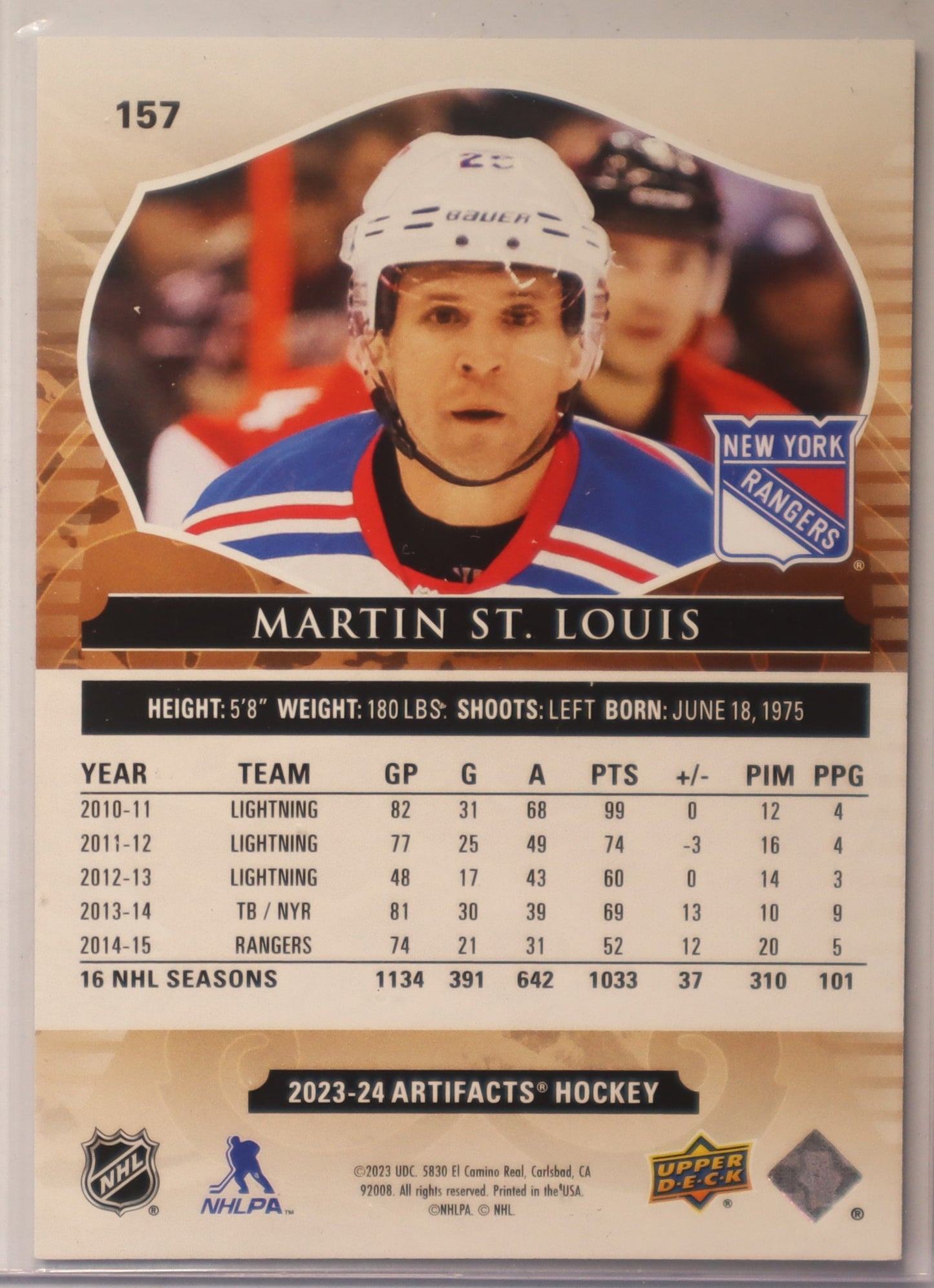 2023-24 Artifacts Purple 157 Martin St. Louis 07/25