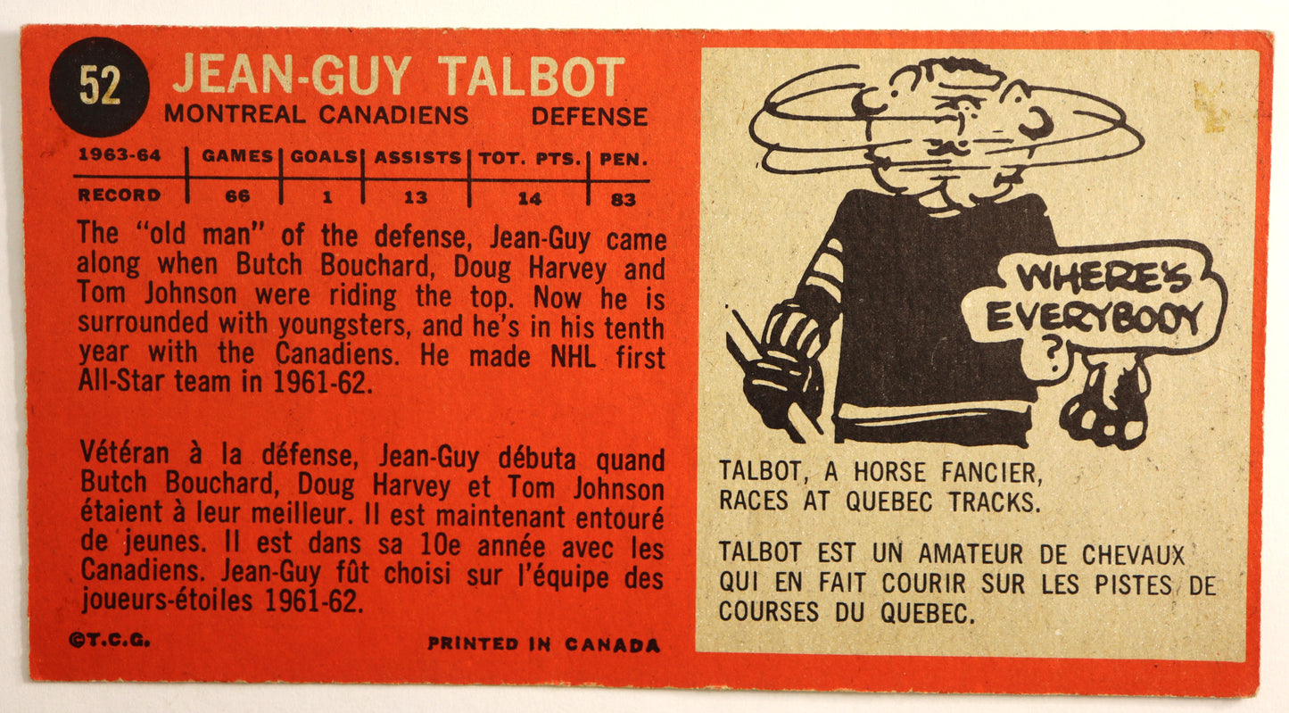 1964-65 Topps #52 Jean-Guy Talbot #1