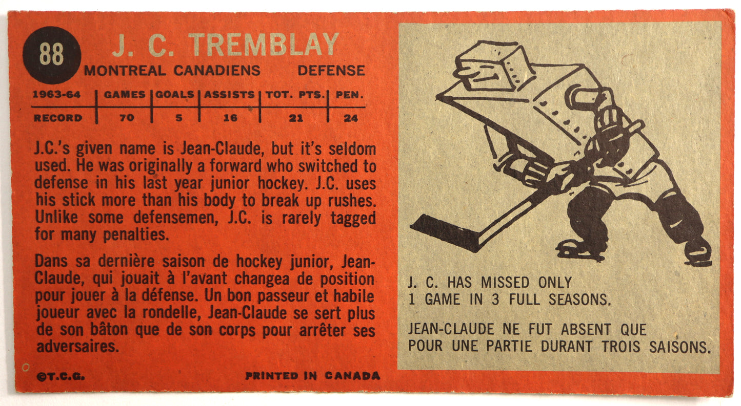 1964-65 Topps #88 J.C. Tremblay #2