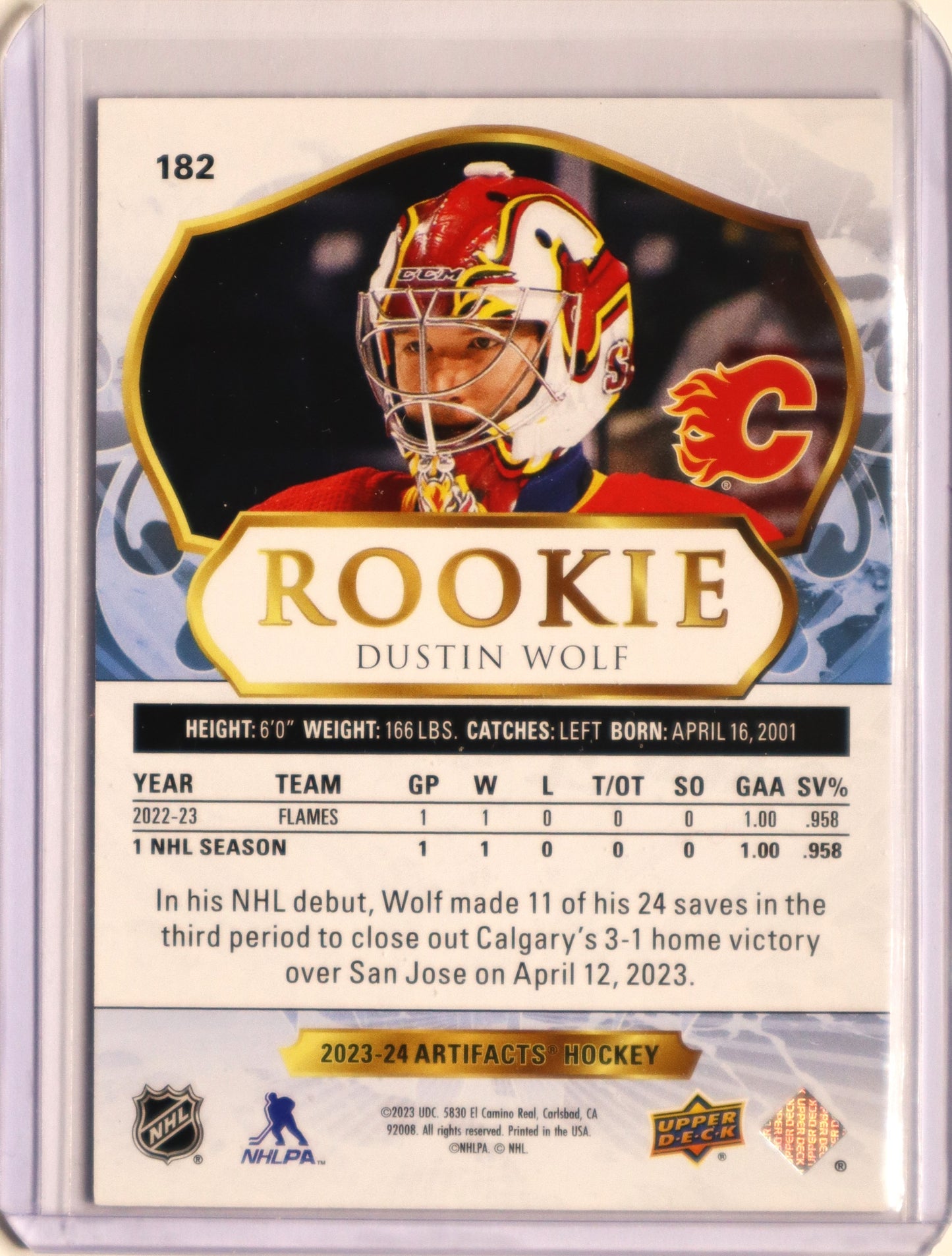 2022-23 Artifacts Rookie 182 Dustin Wolf 263/999