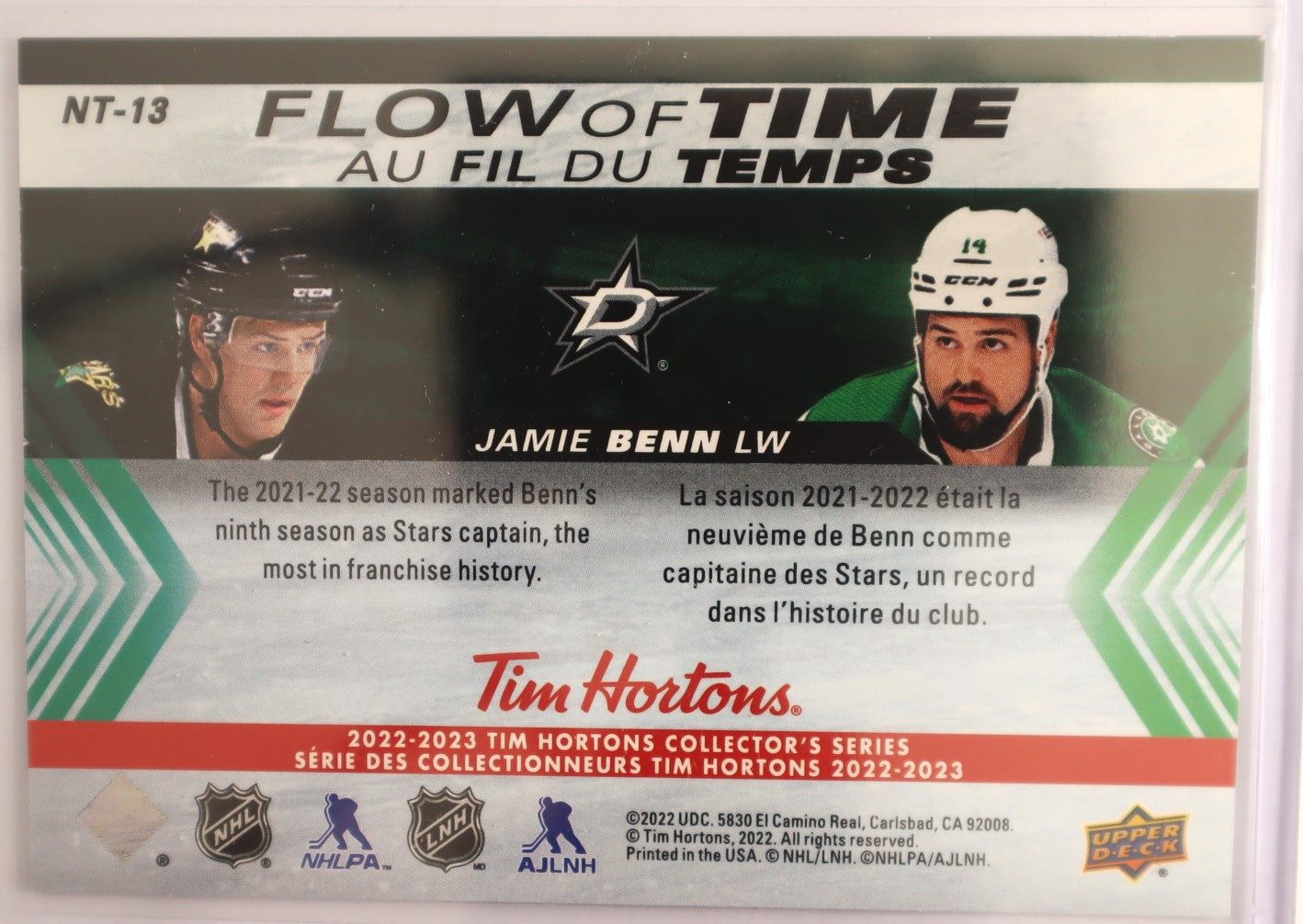 2022-23 Tim Horton's Collector's Series Flow of Time NT-13 Jamie Benn