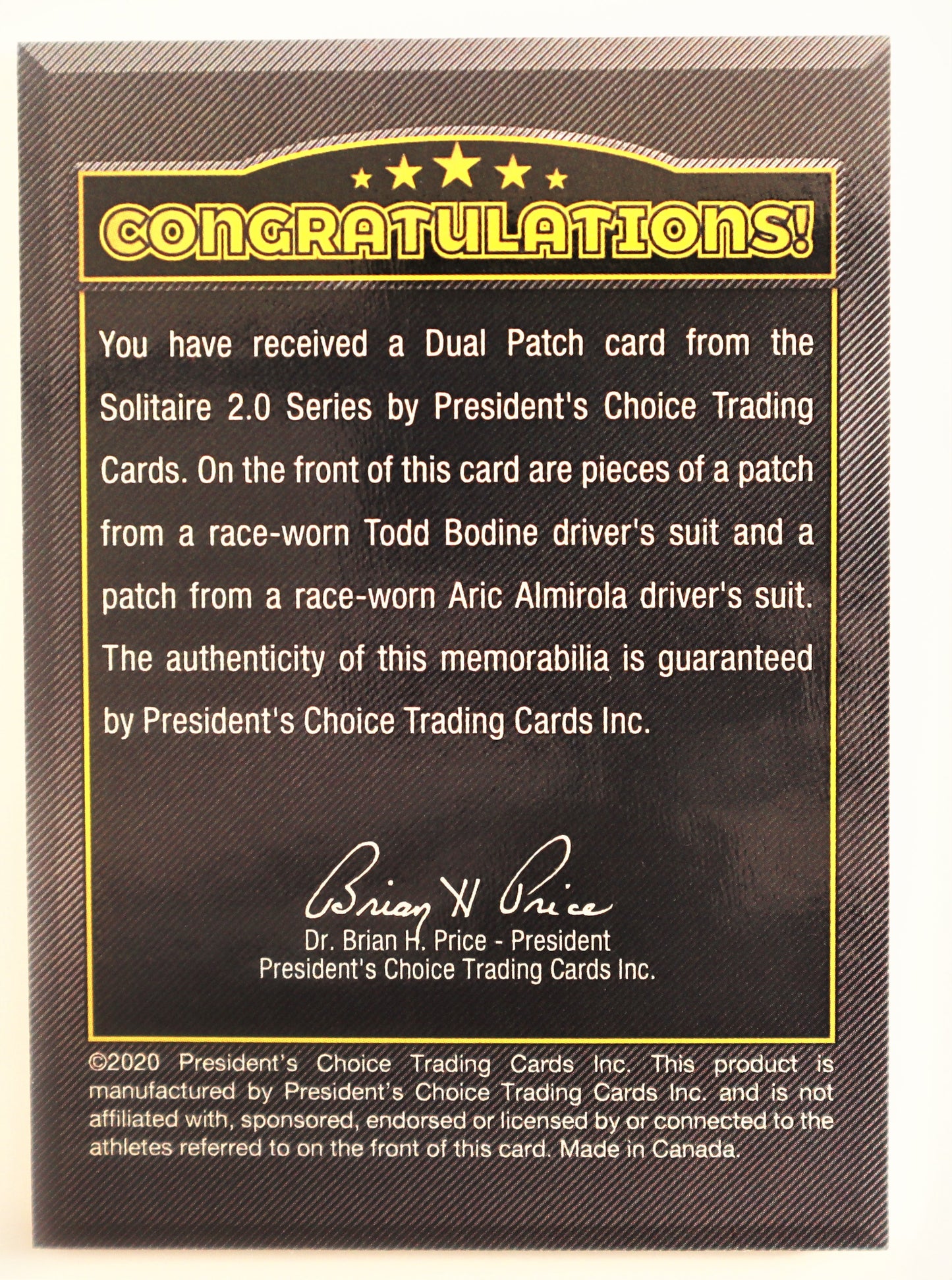 2021 President's Choice Dual Patch Todd Bodine/Aric Almirola 1/1