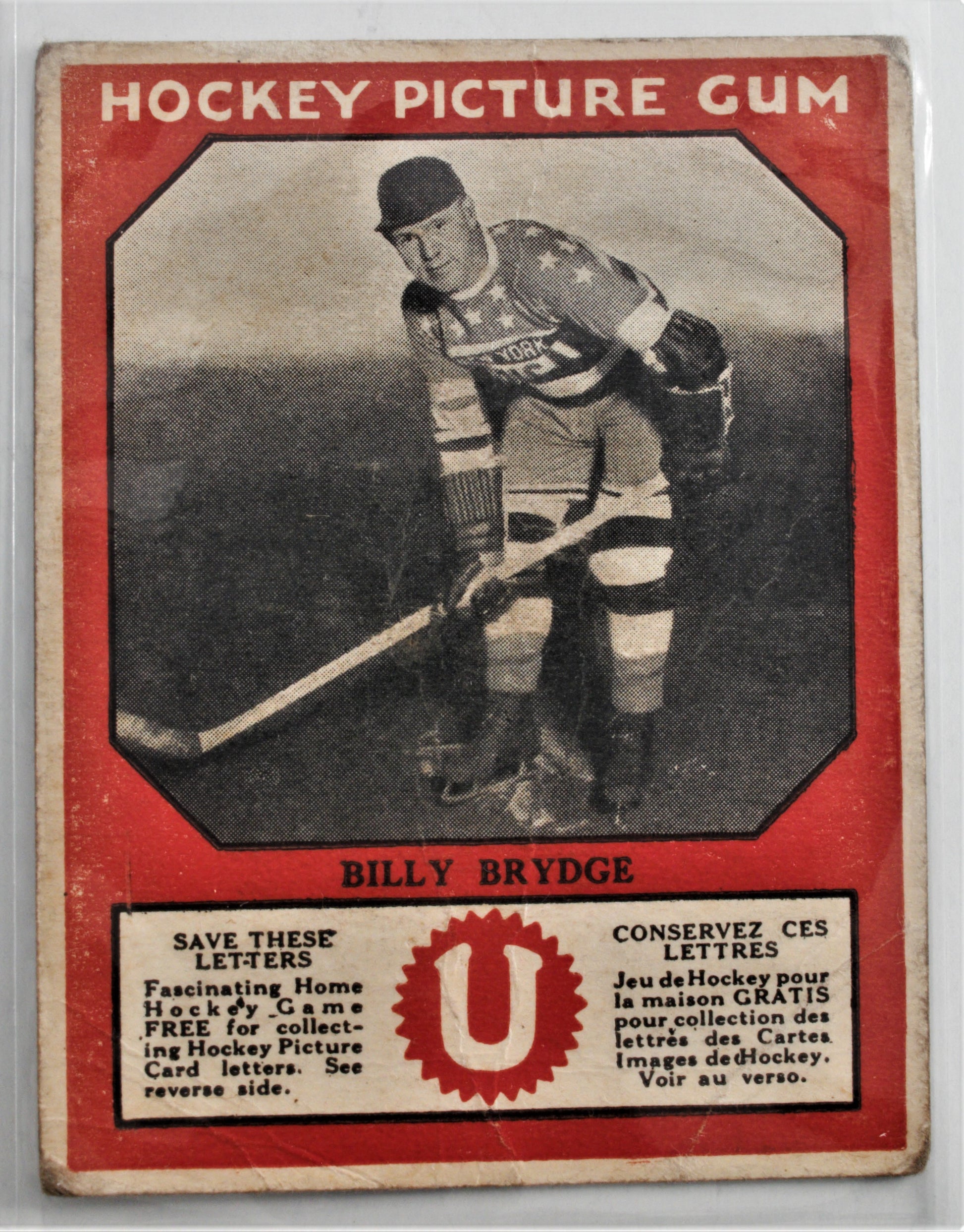 Billy Brydge 1933-34 V252 Canadian Gum #5  Rookie Card Front view