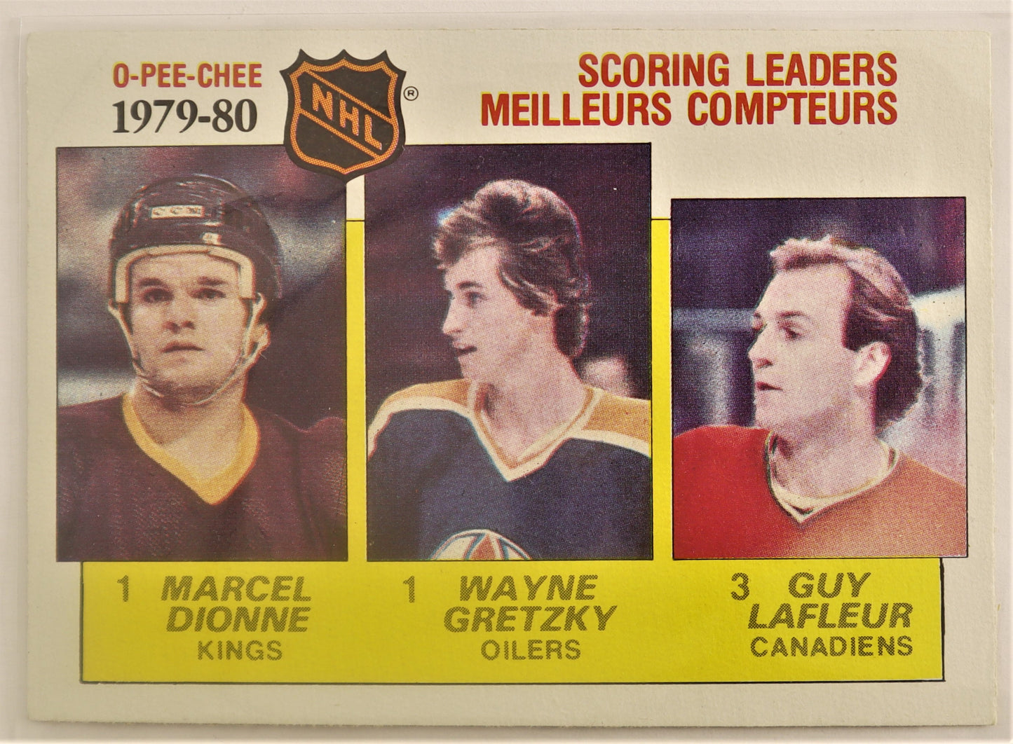 1980-81 O-Pee-Chee #163 Scoring Leaders/Marcel Dionne (1)/Wayne Gretzky (1)/Guy Lafleur (3)