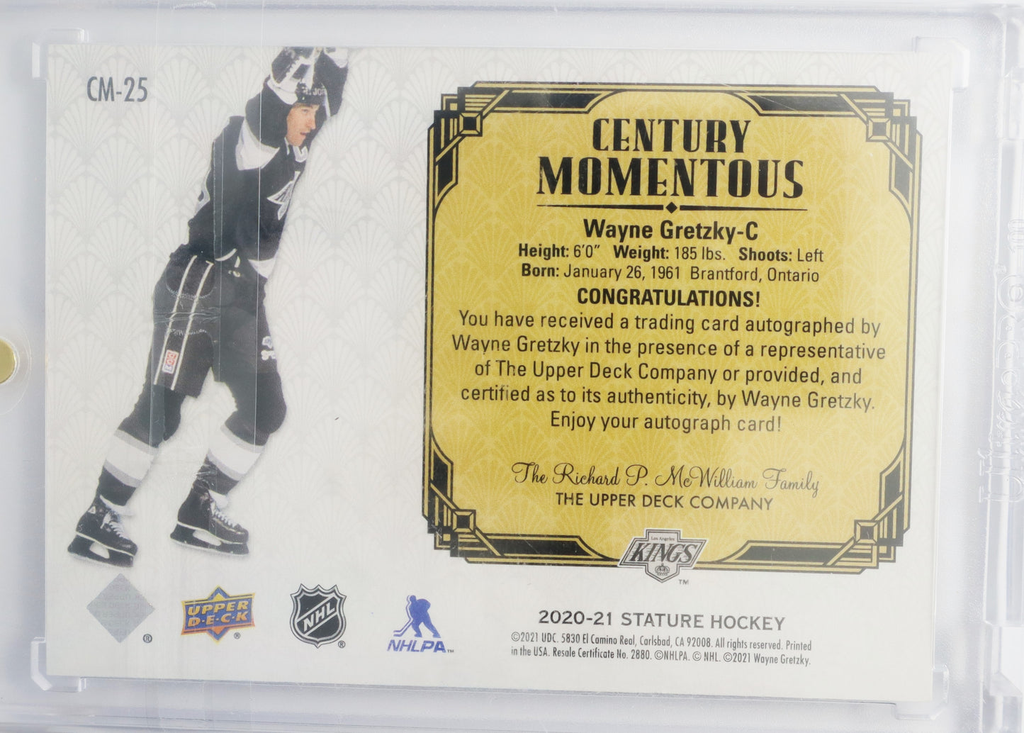 2020-21 Upper Deck Stature Century Momentous Autographs  #CM-25 Wayne Gretzky 06/10