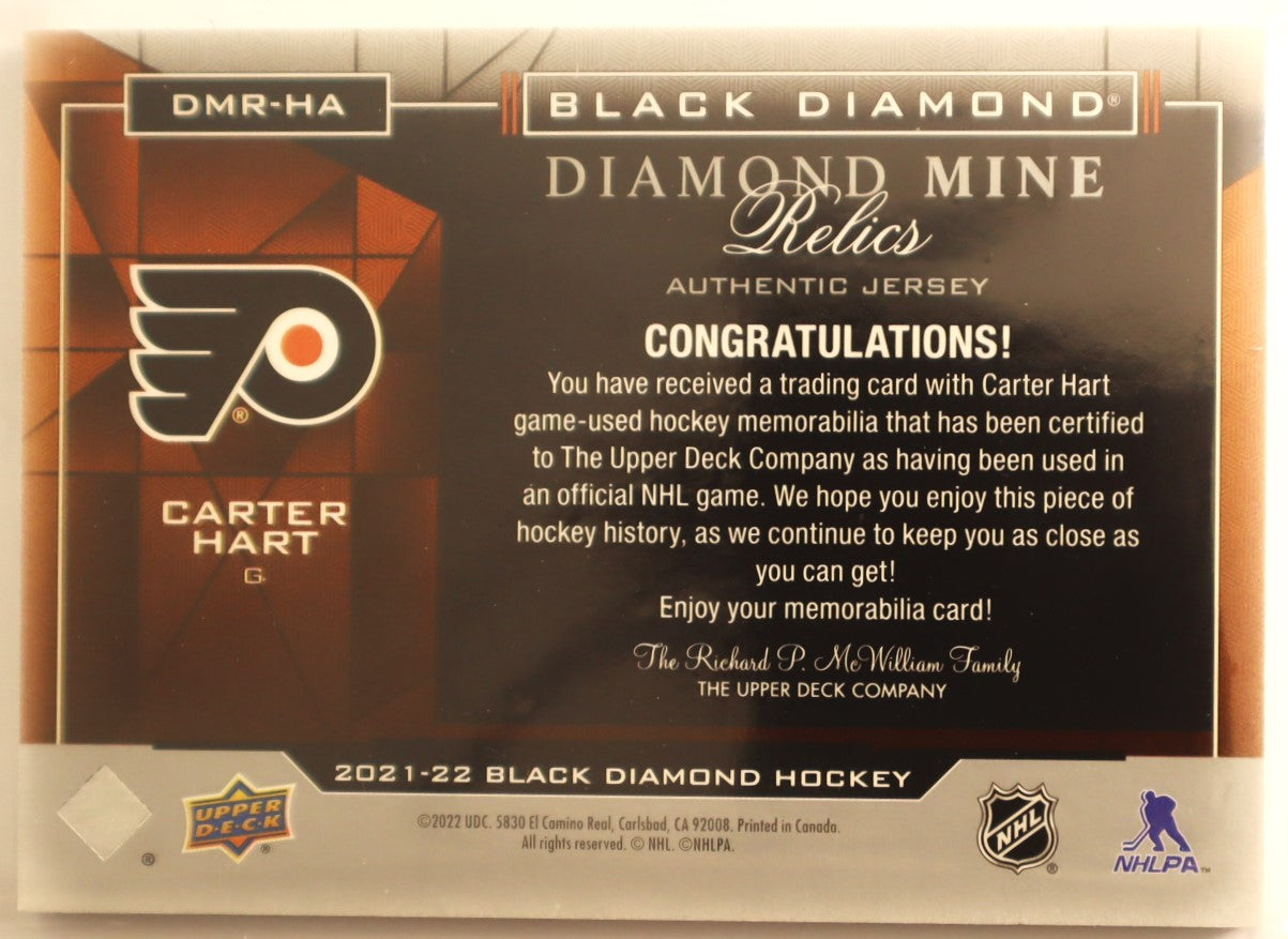 2021-22 Black Diamond Diamond Mine Relics #DMRHA Carter Hart