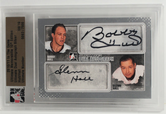 Bobby Hull/Glen Hall 2020-11 ITG Ultimate Memorabilia 10th Edition Ultimate Dual Auto Silver  08/19 Front view