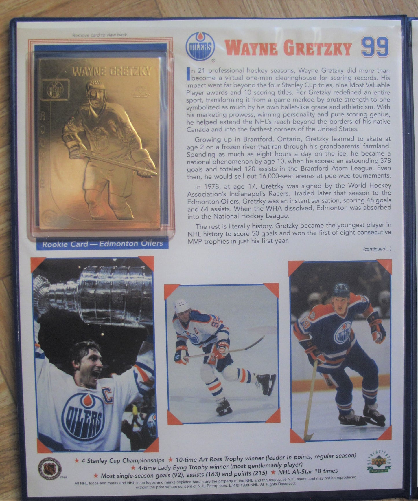 Wayne Gretzky 22KT Gold Rookie and Career Cards. Previously owned