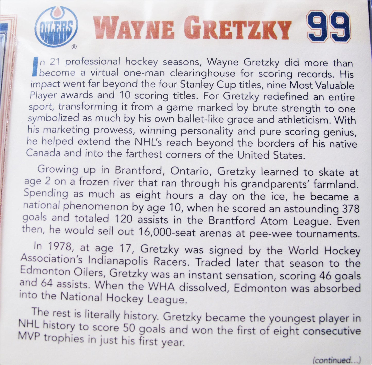 Wayne Gretzky 22KT Gold Rookie and Career Cards. Previously owned