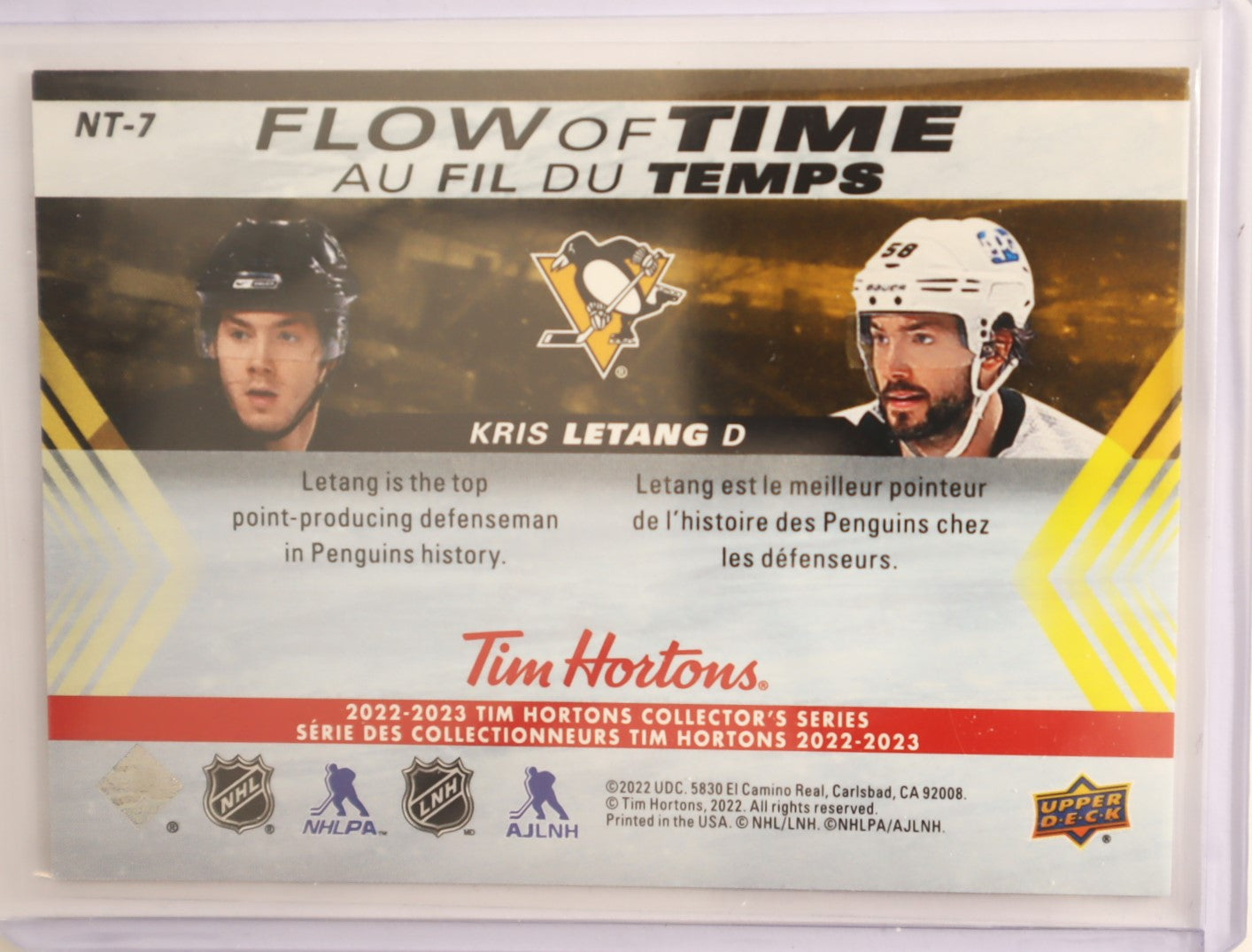 2022-23 Tim Horton's Collector's Series Flow of Time NT-7 Kris LeTang