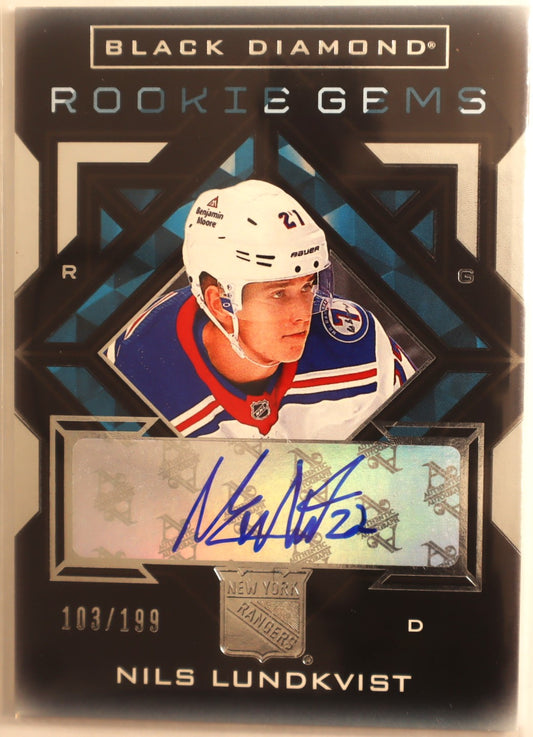 2021-22 Black Diamond Rookie Gems Pure Black Signatures #RG-NL Nils Lundkvist 103/199