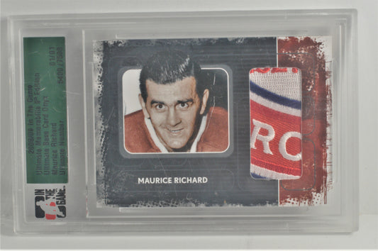 Maurice Richard 2008/09 ITG Ultimate Memorabilia Ultimate Base Caed Onyx 1/1 Front view