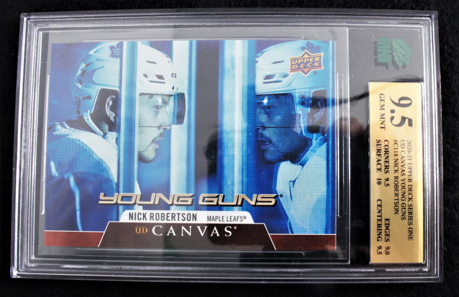 Nick Robertson 2020-21 UD Series 1 Canvas Young Guns #C118 Grade 9.5 Front view 