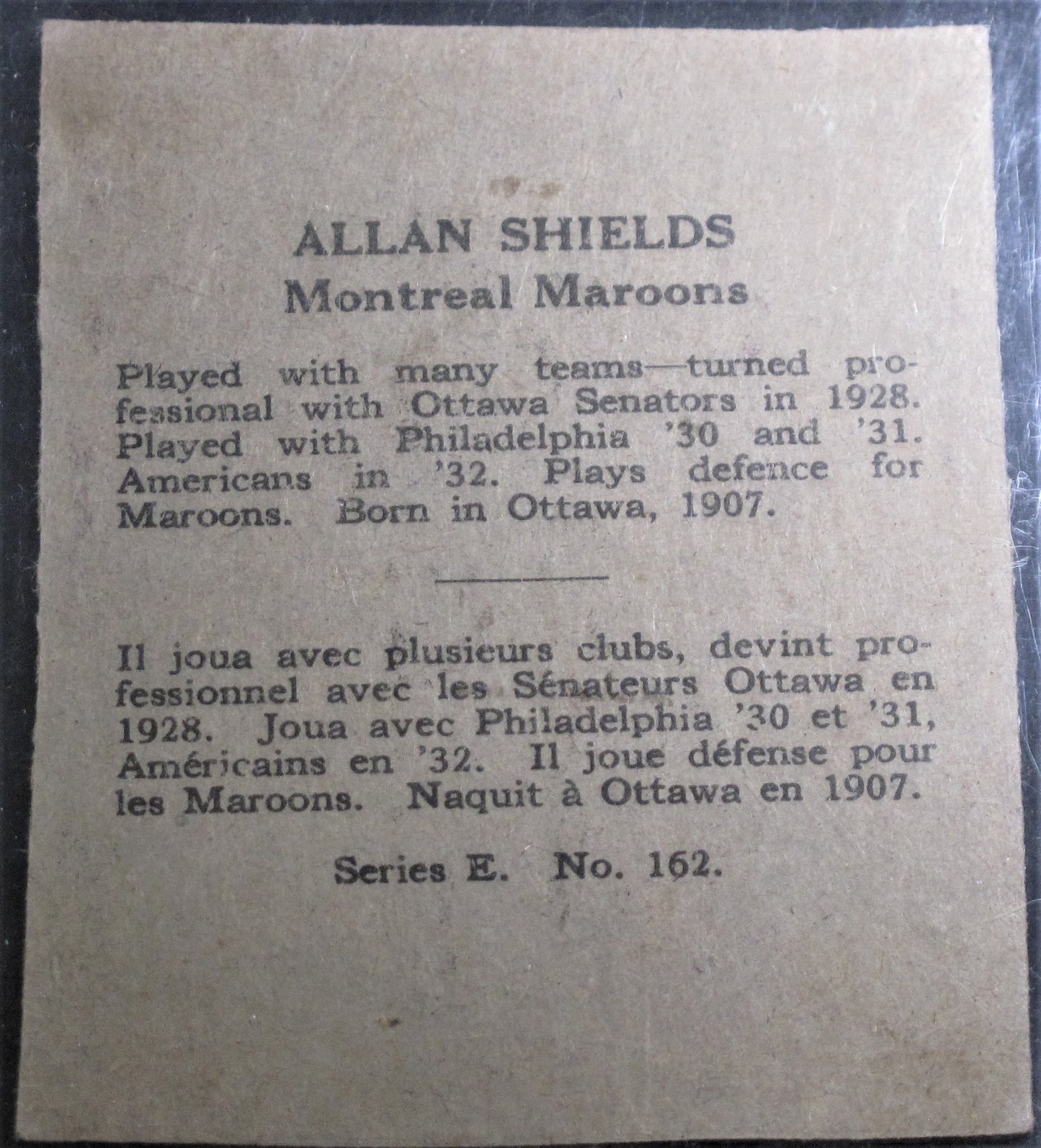 1937-38 O-Pee-Chee V304E #162 Allan Shields