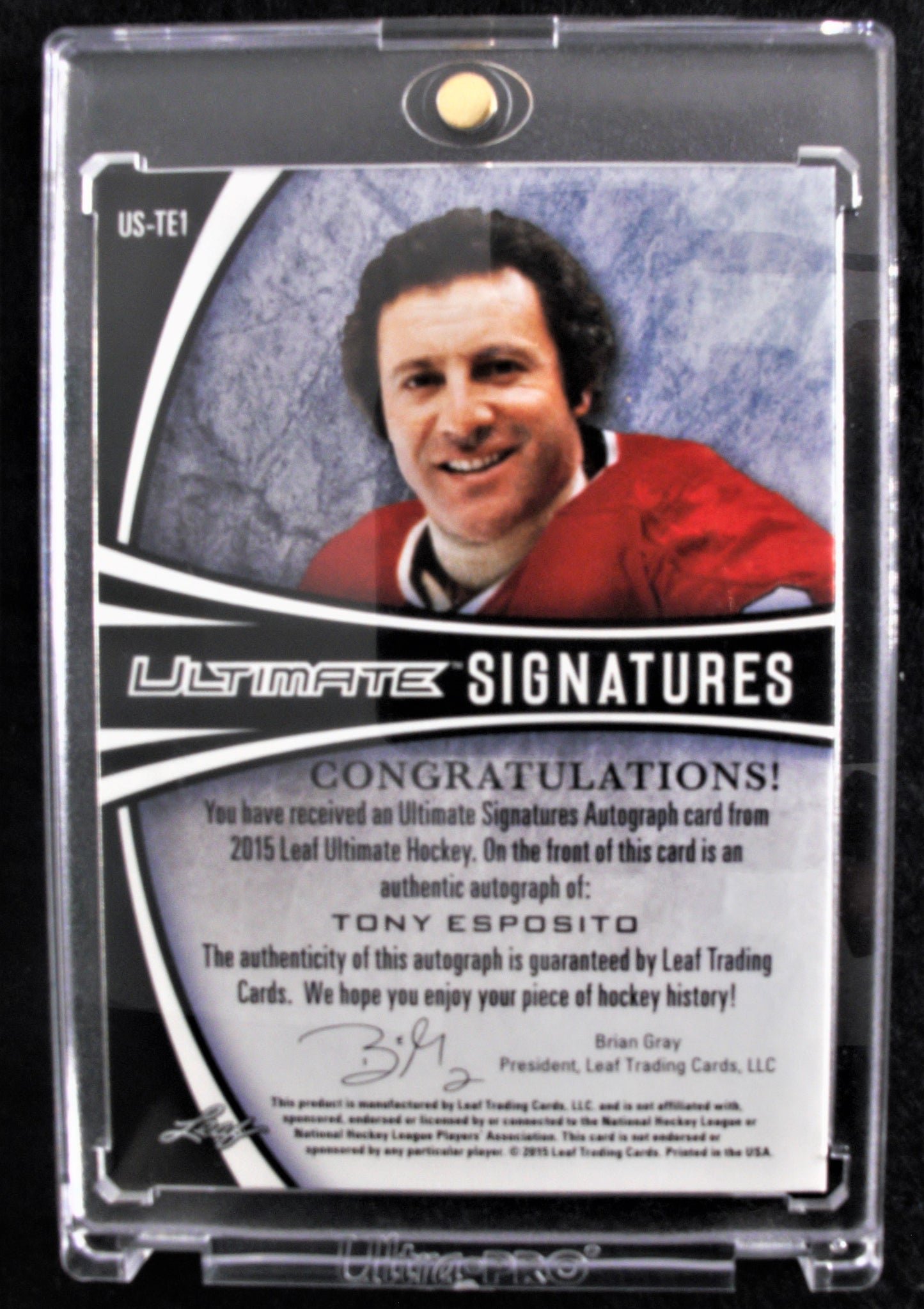 2015-16 Leaf Ultimate Signatures Gold Spectrum #US-TE1 Tony Esposito 1/3