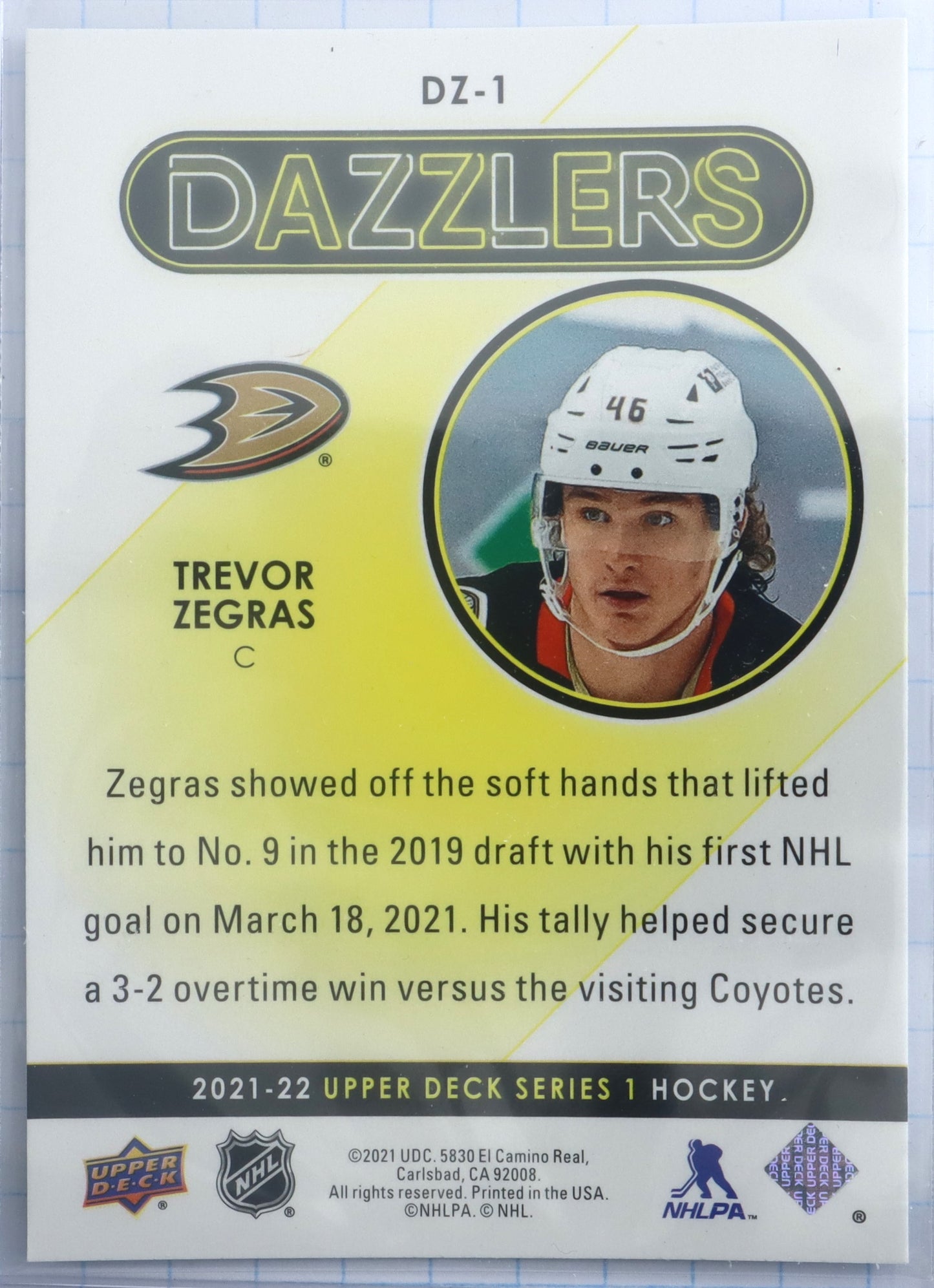 2021-22 Upper Deck Dazzlers #DZ-1 Trevor Zegras